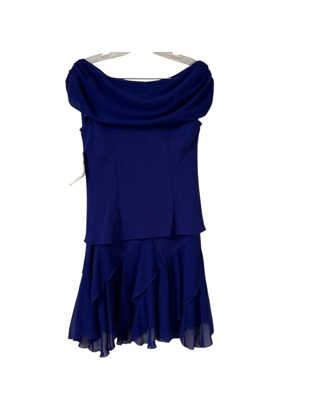 NWT SL Fashions 10P Purple Chiffon 2 Piece Dress Flirty Skirt Cap Sleeve Blouse